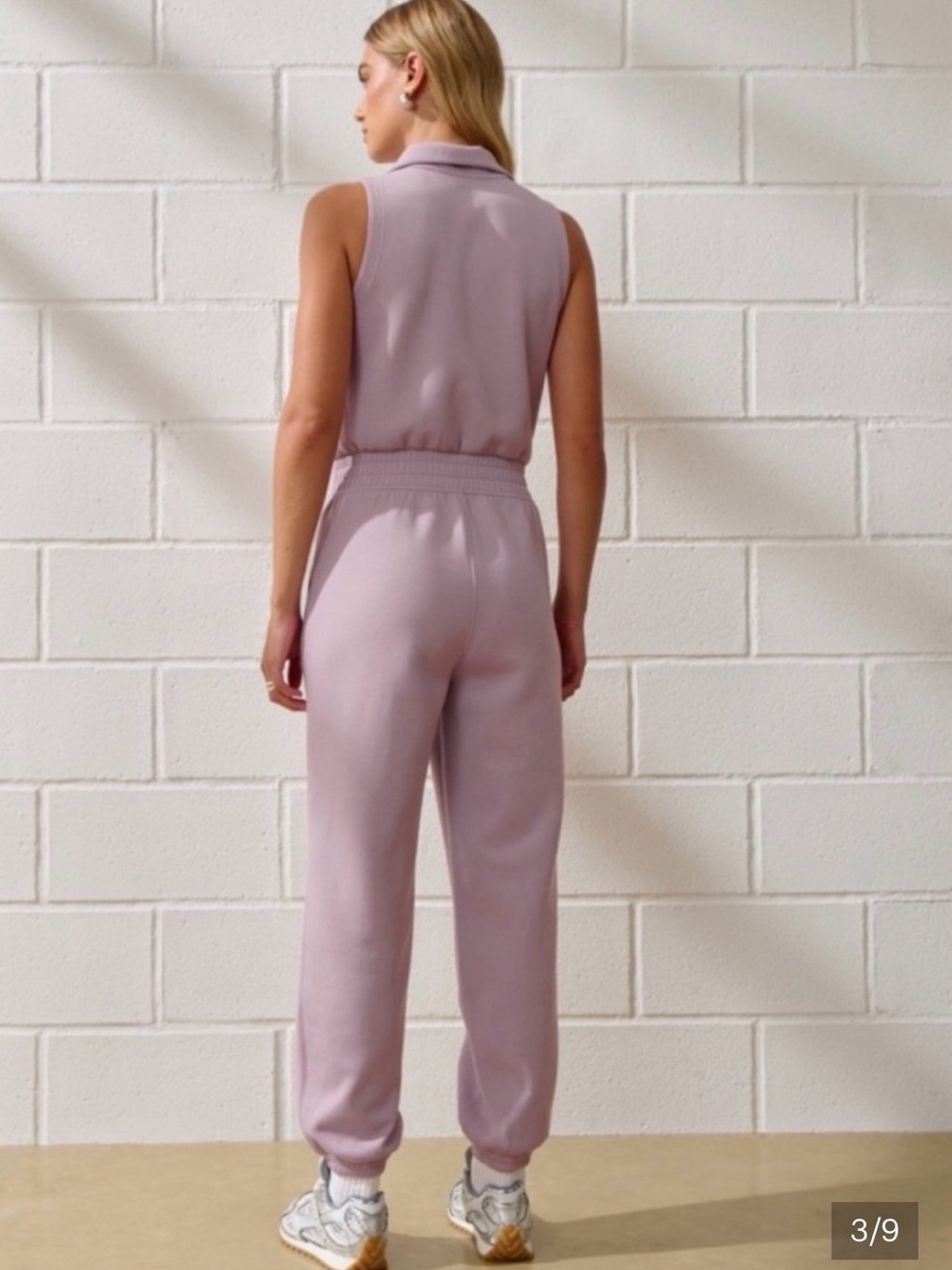 Abercrombie & Fitch Sleeveless Jogger Jumpsuit in Dusty Mauve